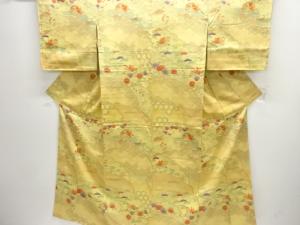 未使用品　鴛鴦に古典柄手織り紬付け下げ着物